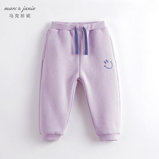 马克珍妮秋冬新款 男女童笑脸印花加绒运动裤 儿童裤子221337 商品图2