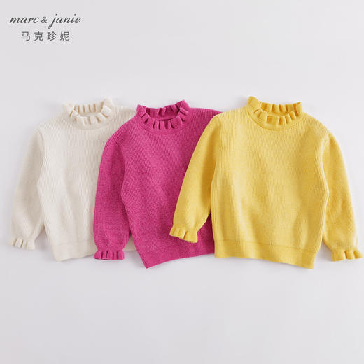 marcjanie马克珍妮秋冬新款 女童雪尼尔花边套头毛衣221375 商品图0