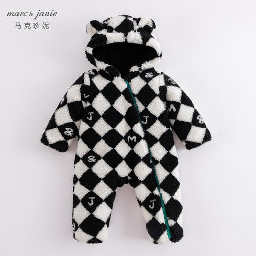 马克珍妮秋冬新款 男女宝宝仿羊羔毛薄棉连体衣 婴儿外出服221597 商品图1