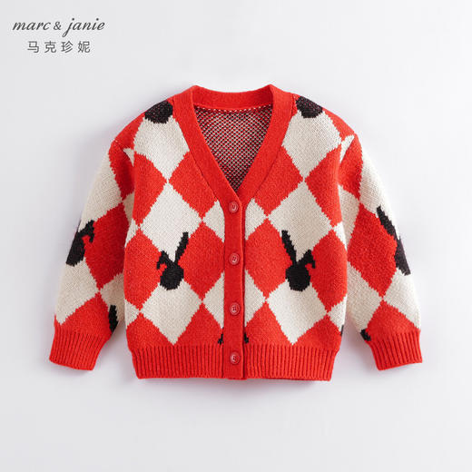 【柔蓝绒】马克珍妮秋冬新款女童小兔子提花针织开衫221368 商品图1