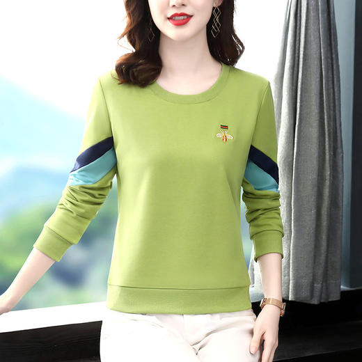 SP-8529 圆领卫衣女2022新款宽松韩版洋气无帽春秋时尚印花减龄单件上衣 商品图1