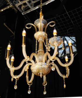 8头玻璃水晶灯-香槟金（运费自理）