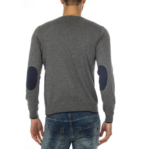 ARMANI 阿玛尼 男士棉质字母徽标V领长袖针织衫 灰色 8N6M96 6M13Z 3901 商品图2