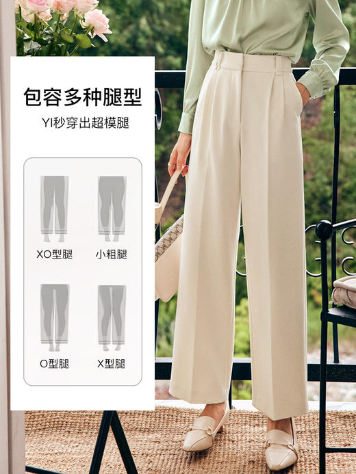 OLrain法式米白色休闲裤女早秋2022年新款ins潮小个子高腰阔腿裤 商品图1