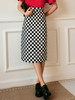 欧芮儿黑白棋盘格半身裙女2022夏季新款中长款直筒复古市场一步裙 商品缩略图0