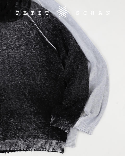 PETIT SCHAN小闪 CLO#052 Dirty Sweater 羊绒棉 印染带帽针织衫 商品图12