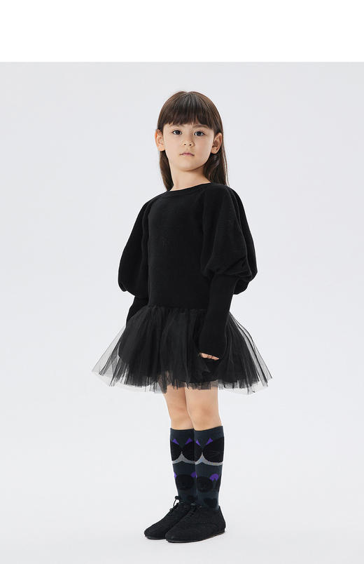 JNBY  22年秋款  泡泡袖针织长袖毛衫连衣裙1M9G12130 商品图4