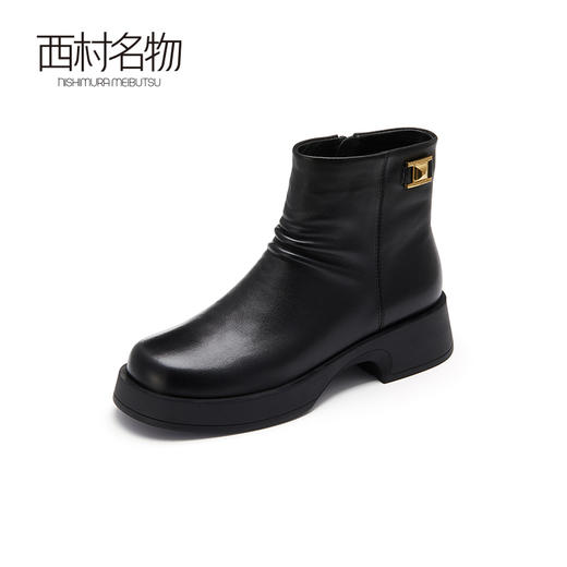 西村名物2022秋冬新款时装靴中筒休闲百搭商务女靴子潮44001 商品图1