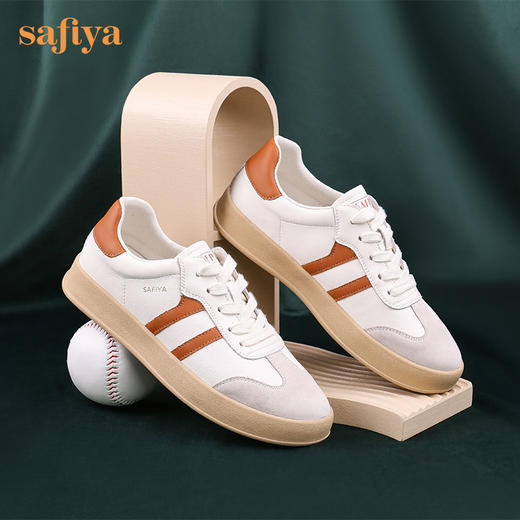Safiya/索菲娅 2022秋季新品棒球鞋女网红新款百搭休闲绒面透气拼色德训鞋 SF23112429 商品图10