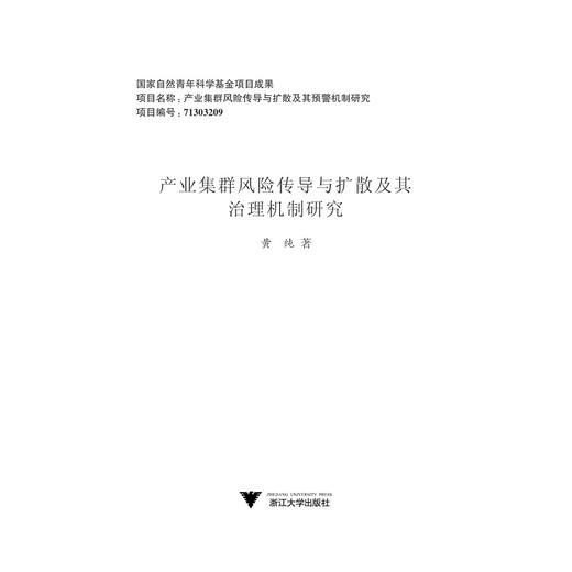 产业集群风险传导与扩散及其治理机制研究/黄纯/浙江大学出版社 商品图1