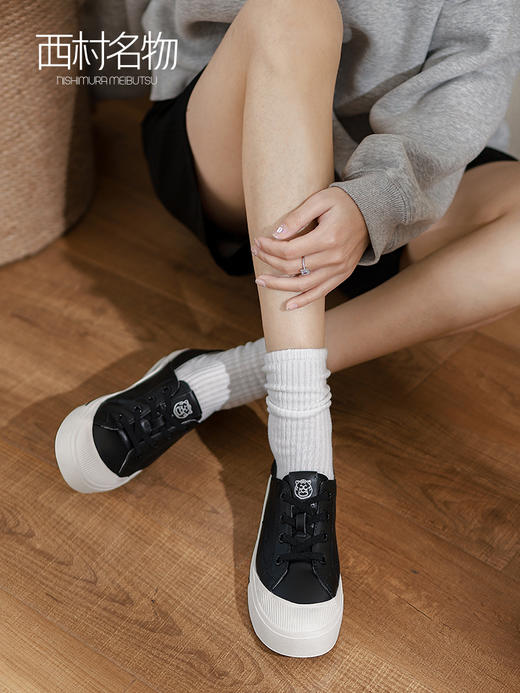 西村名物2022春季新款商场同款免系带学院风简约女休闲板鞋17281 商品图0