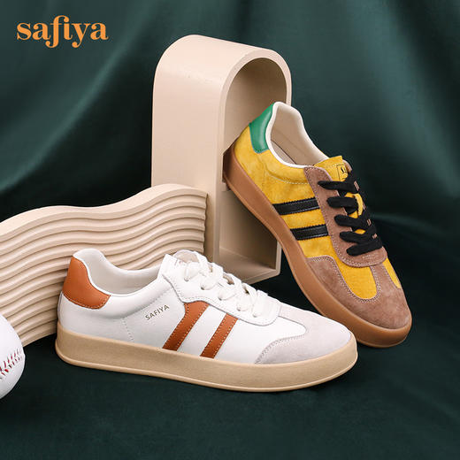 Safiya/索菲娅 2022秋季新品棒球鞋女网红新款百搭休闲绒面透气拼色德训鞋 SF23112429 商品图0