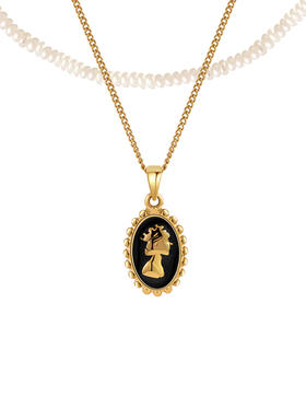 Manreya玛芮雅“神话物语-浪漫化身”法式浪漫头像淡水珍珠双层链