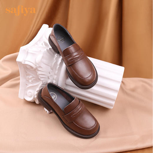 Safiya/索菲娅 2022秋季新品乐福鞋复古英伦风哑光软牛皮舒适JK小皮鞋 SF23112355 商品图10