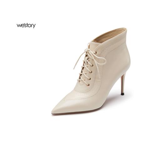 westory秋冬新款系带细跟宴会短靴W22DS81941 商品图4