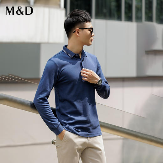 M＆D/名盾男士长袖T恤商务休闲长袖新疆长绒棉百搭polo衫 商品图0