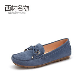 西村名物2021秋季新款女士休闲蝴蝶结系带款乐福鞋一脚蹬鞋X21CM33001