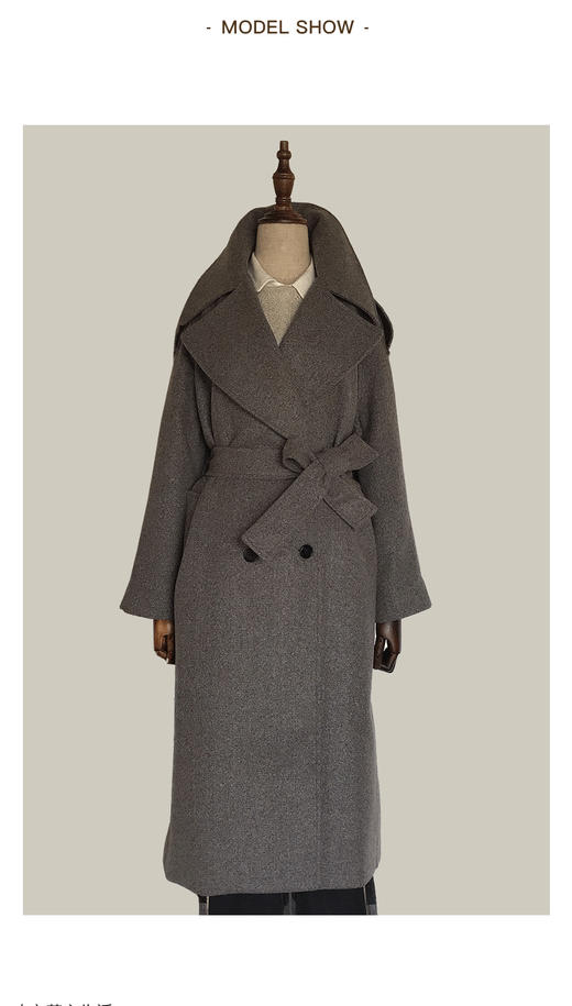 Famecoco范可儿毛呢外套显瘦中长款呢子大衣F198AC126 商品图5