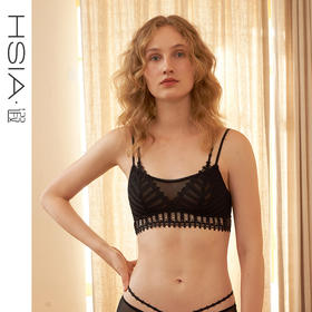 HSIA遐无钢圈内衣女薄抹胸式bralette魅力几何蕾丝双肩带性感文胸