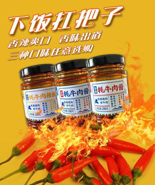 湟东秘制清真牦牛肉酱礼盒装【210g*8瓶】金牌、香辣、香菇三口味 青海民和清真特色食品 商品图1