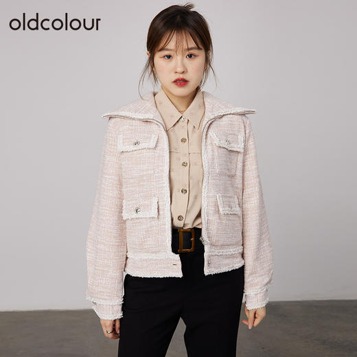 oldcolour2021秋商场同款气质小香风短款长袖外套女N34041480 商品图0