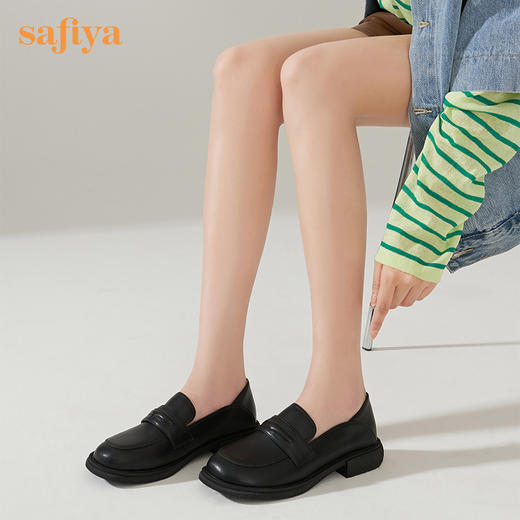 Safiya/索菲娅 2022秋季新品乐福鞋复古英伦风哑光软牛皮舒适JK小皮鞋 SF23112355 商品图4