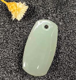 和田玉水青吊坠-无事牌 商品图0