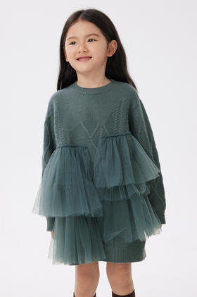 JNBY   22年秋款 棉质兔兔印花长袖毛衫连衣裙  1M9G12110