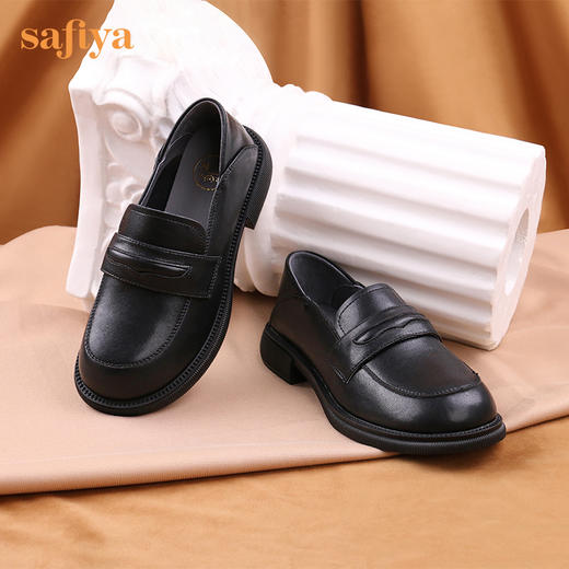 Safiya/索菲娅 2022秋季新品乐福鞋复古英伦风哑光软牛皮舒适JK小皮鞋 SF23112355 商品图11