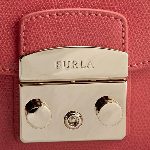 FURLA 芙拉 女士皮革金属字母徽标刻花斜挎单肩包 浅粉色 851166 B BGZ7 CORALLO 商品图3