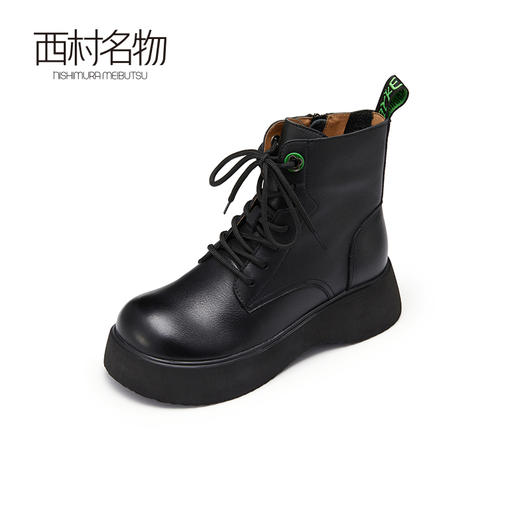 西村名物2022秋季新款马丁靴女真皮短靴时尚厚底松糕底靴子44051 商品图1