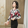 真丝衬衫女长袖飘带蝴蝶结水墨印花秋新款时尚百搭桑蚕丝上衣 商品缩略图6