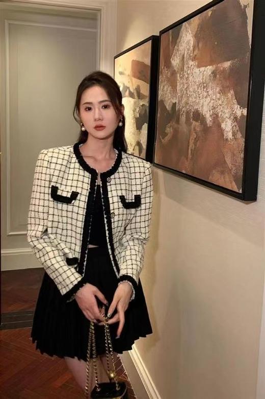 【社群供T】韩版格纹撞色甜美洋气chic香风外套（下单后7天内发货） 商品图4