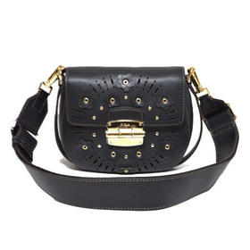 FURLA 芙拉 女士皮革镂空斜挎单肩包 黑色 870575