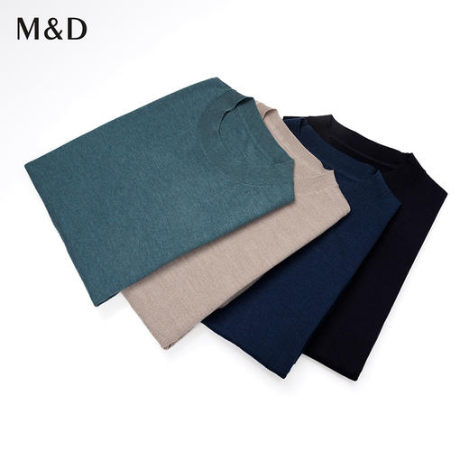 MD名盾男士针织秋季新款修身圆领羊毛桑蚕丝混纺保暖长袖T恤 商品图1