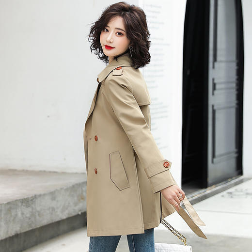 秋季新款韩版休闲纯色风衣中长款收腰系腰带洋气减龄外套HR-WD80999 商品图3