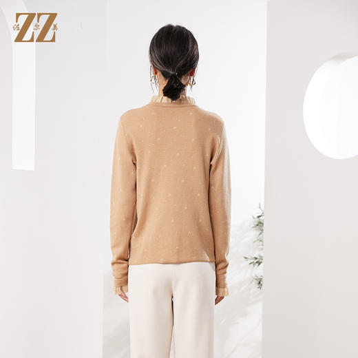 佐尔美秋季新款 舒适百搭荷叶领荷叶袖羊绒衫女E14MS03 商品图4