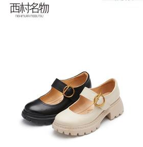 西村名物2022秋季新款厚底玛丽珍增高女复古学院风JK小皮鞋36871