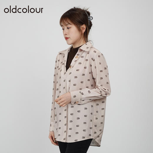 oldcolour2021秋商场同款翻领气质长袖衬衫女通勤N34013404 商品图1