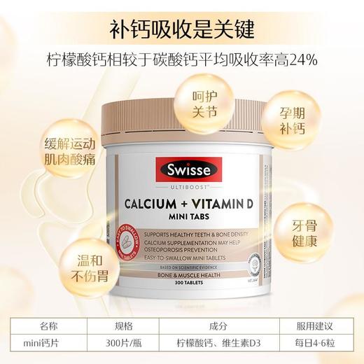 【组合装】香港直邮 澳洲Swisse 迷你版钙+维生素D 300粒*1瓶+澳洲Swisse铁元补铁片 30粒*2瓶 商品图1