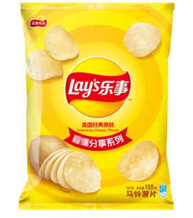 【亚欧超市】乐事美国经典原味135g/袋
