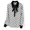 时尚百搭港风设计感小众桑蚕丝条纹优雅潮流立领女士衬衫 商品缩略图4