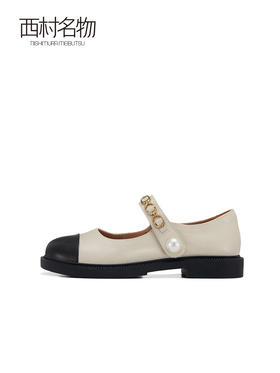 西村名物2022春季新款商场同款甜美玛丽珍鞋拼接女单鞋新款16961