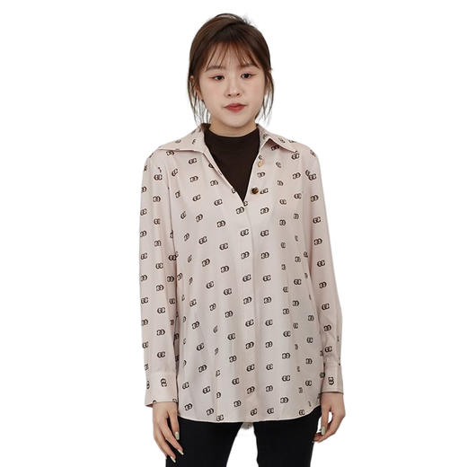 oldcolour2021秋商场同款翻领气质长袖衬衫女通勤N34013404 商品图4