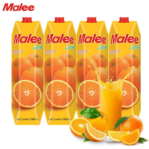 玛丽（Malee）泰国进口果汁饮料橙汁大瓶家庭聚餐年会饮品1L*4瓶 商品图0