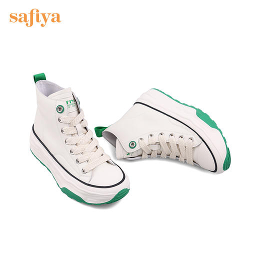 【春节不打烊】Safiya/索菲娅 小白鞋2022冬季新款新潮网红双色高帮鞋厚底系带增高休闲鞋 SF24116181 商品图4