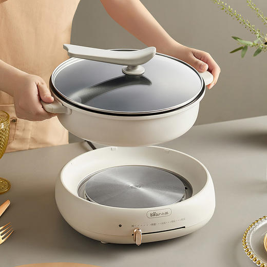 【小程序】小熊电热火锅 DHG-C40W2 米白色 煮锅+煎锅+蒸笼 商品图4