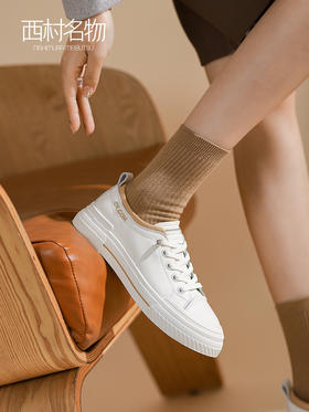 西村名物2022春季新款小白鞋女软底单鞋浅口百搭平底板鞋16871