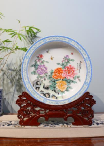 粉彩国色天香赏盘 商品图0