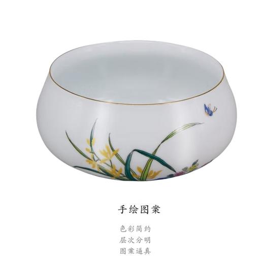茶洗青花陶瓷水洗碗洗茶功夫茶具茶道配件新款茶洗茶杯碗茶洗 兰有香神韵茶洗 商品图1